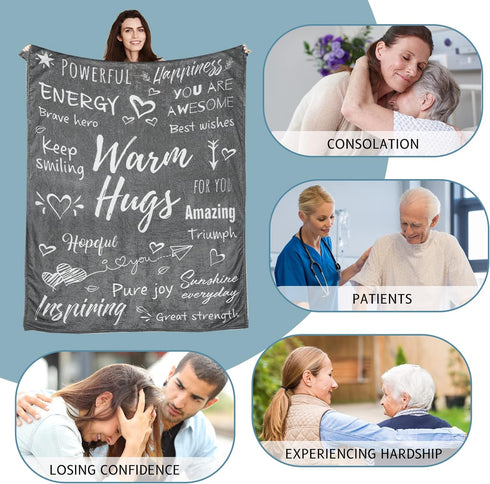 Throw Blanket for Women Men, Warm Hug Gratitude Sympathy Blanket